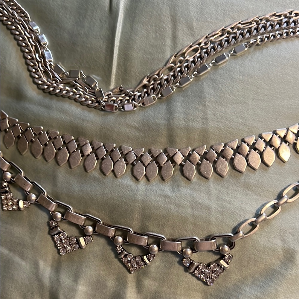Silver Layered Chain Necklace - Picture 3 of 3